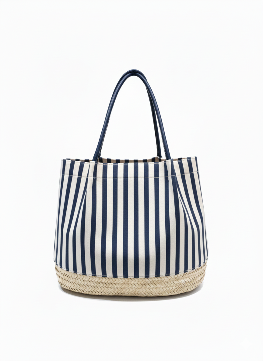 Striped Navy Canvas Bucket