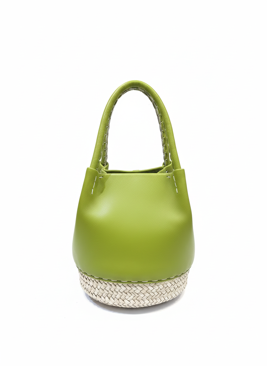 Chartreuse Medium Leather Bucket