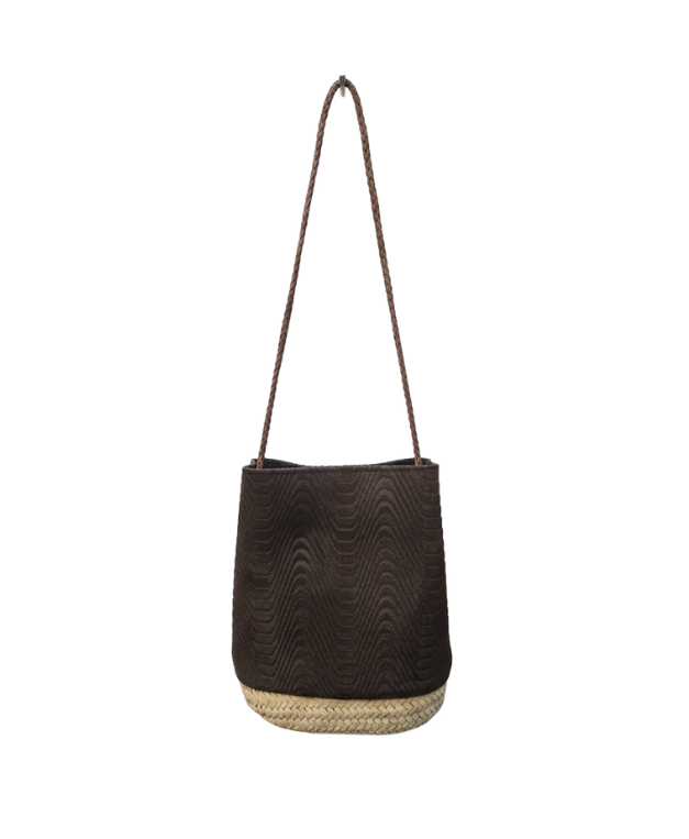 Chocolate Brown Suede Medium Bucket with Leather Handles