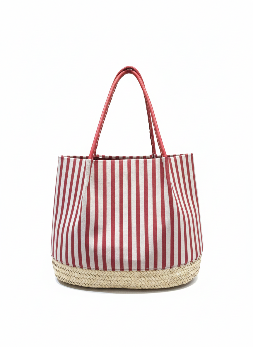 Striped Red Canvas Bucket