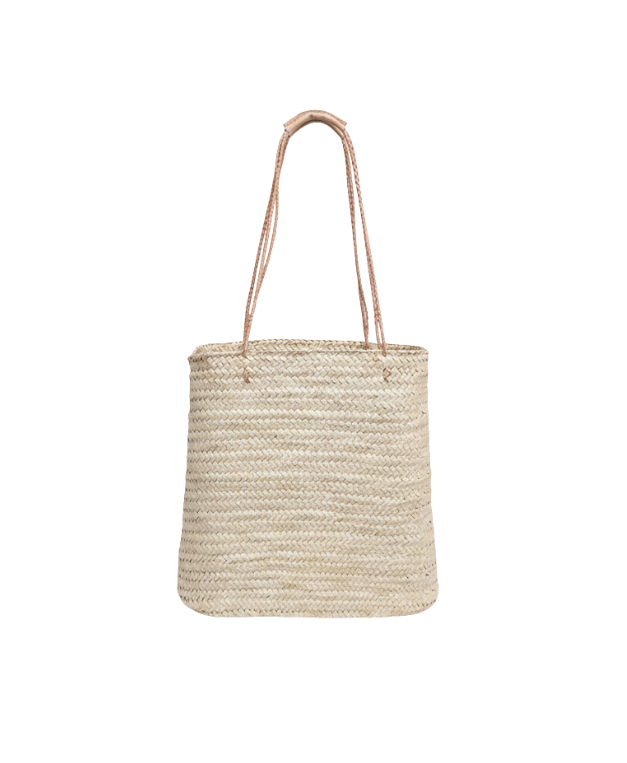 Medium Raffia Sac with Leather Handles